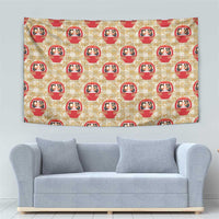 Japanese Daruma Doll Tapestry Palaka With Seamless Bamboo Pattern LT14 - Polynesian Pride