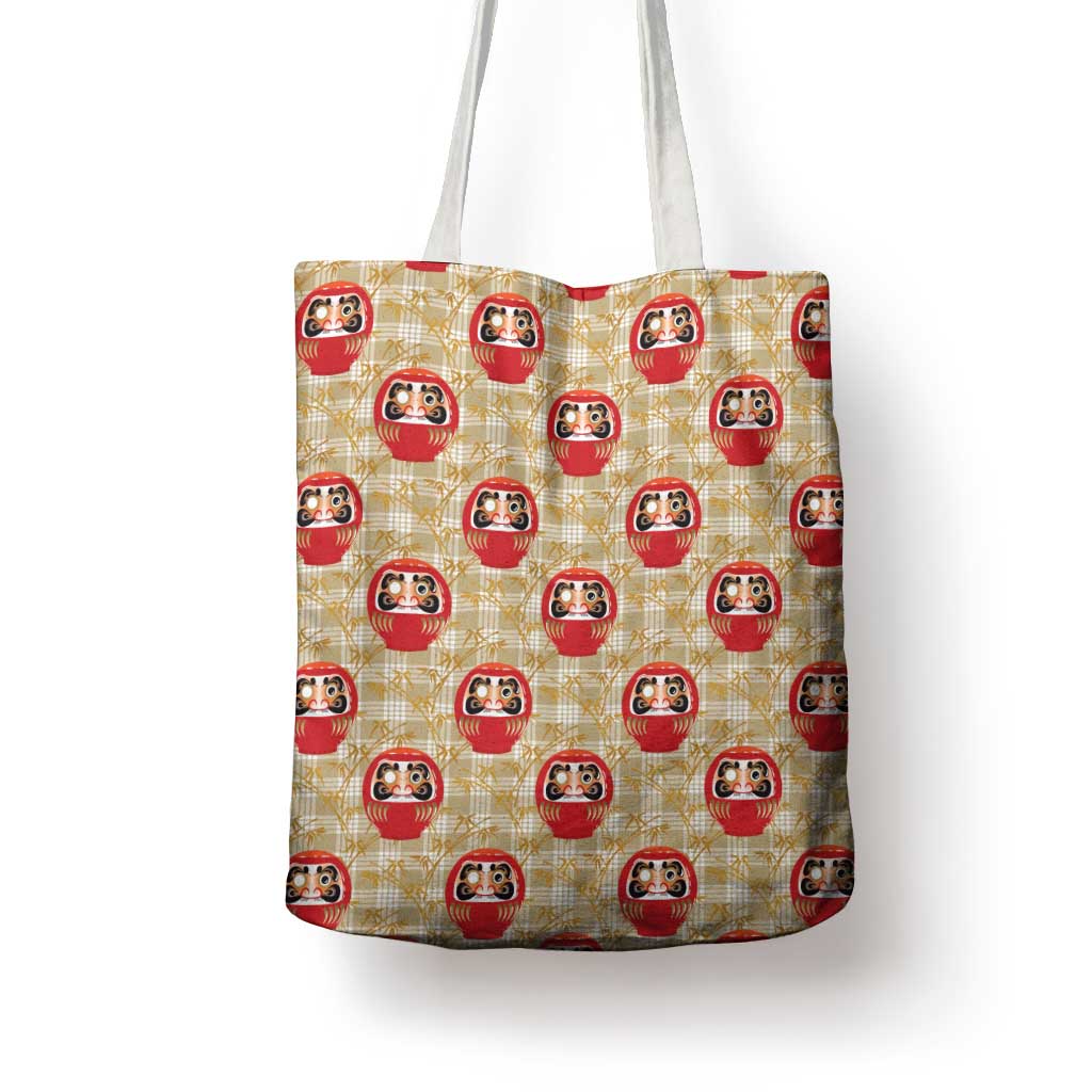 Japanese Daruma Doll Tote Bag Palaka With Seamless Bamboo Pattern - Polynesian Pride
