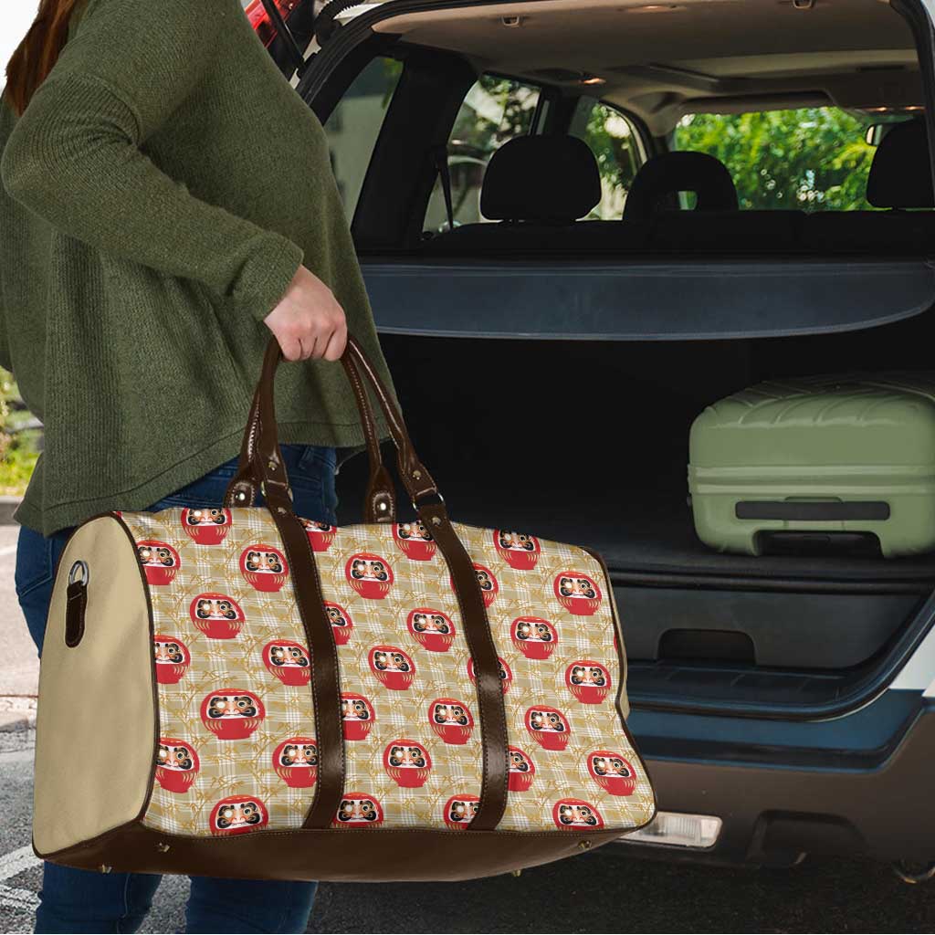 Japanese Daruma Doll Travel Bag Palaka With Seamless Bamboo Pattern - Polynesian Pride