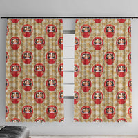 Japanese Daruma Doll Window Curtain Palaka With Seamless Bamboo Pattern LT14 With Hooks Beige - Polynesian Pride
