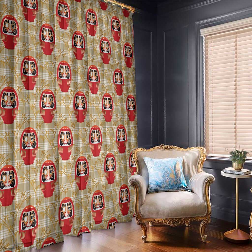 Japanese Daruma Doll Window Curtain Palaka With Seamless Bamboo Pattern LT14 - Polynesian Pride