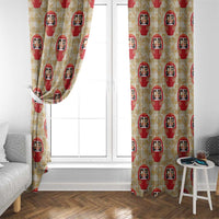 Japanese Daruma Doll Window Curtain Palaka With Seamless Bamboo Pattern LT14 - Polynesian Pride