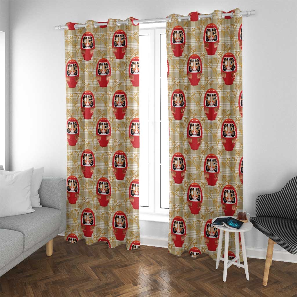 Japanese Daruma Doll Window Curtain Palaka With Seamless Bamboo Pattern LT14 With Grommets Beige - Polynesian Pride