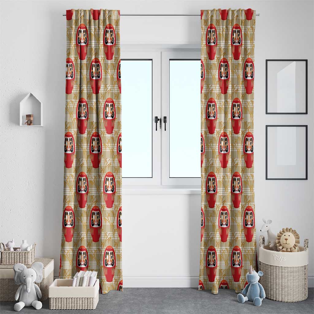 Japanese Daruma Doll Window Curtain Palaka With Seamless Bamboo Pattern LT14 - Polynesian Pride