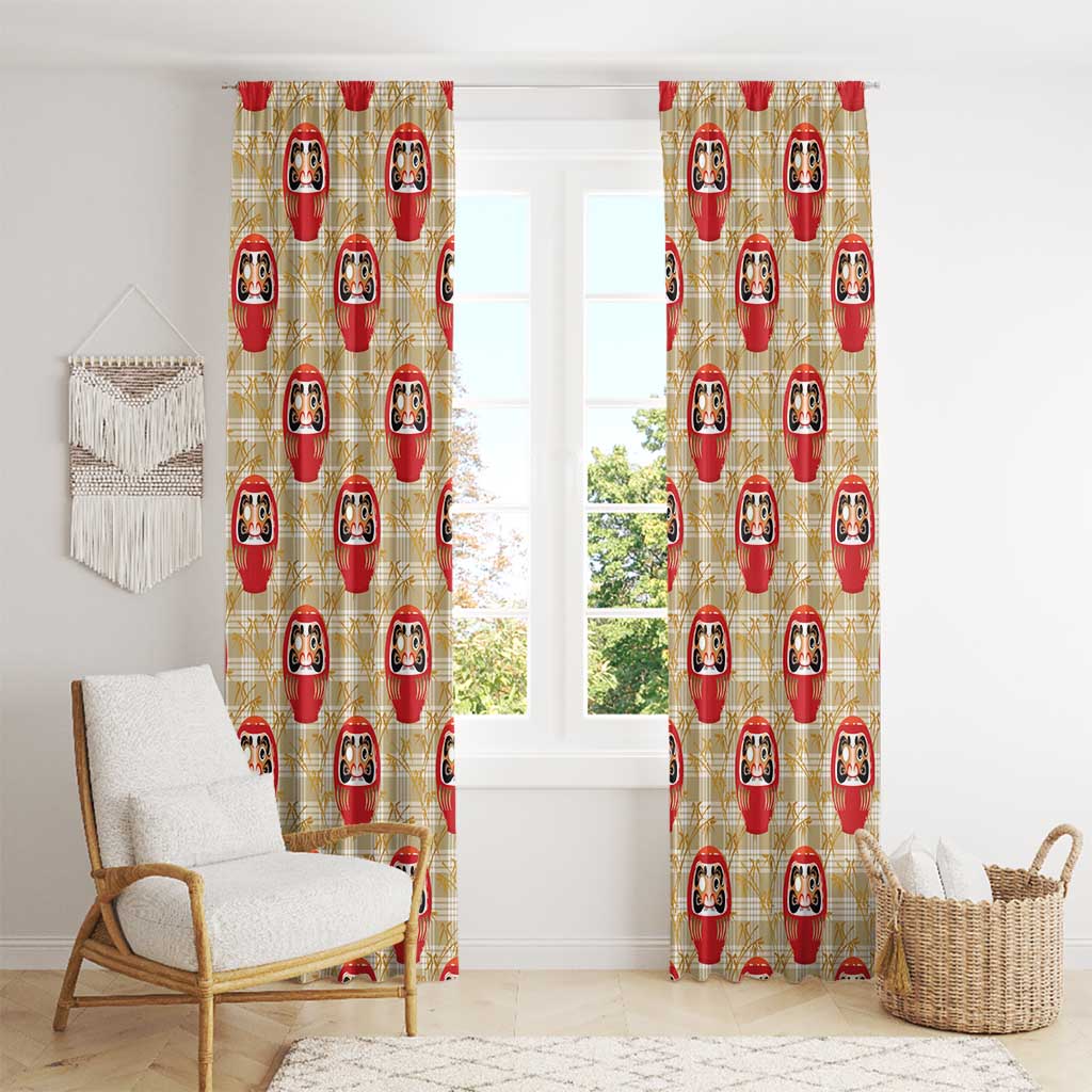 Japanese Daruma Doll Window Curtain Palaka With Seamless Bamboo Pattern LT14 - Polynesian Pride