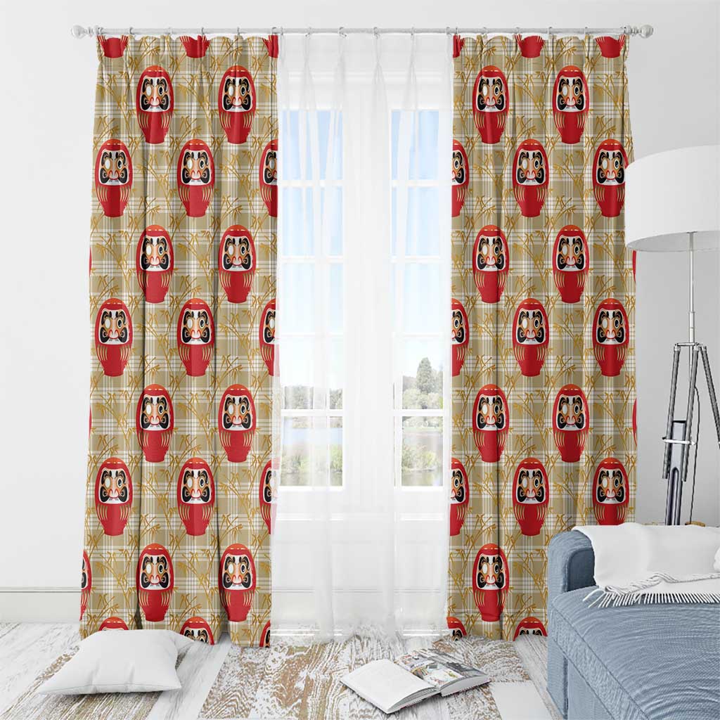 Japanese Daruma Doll Window Curtain Palaka With Seamless Bamboo Pattern LT14 - Polynesian Pride