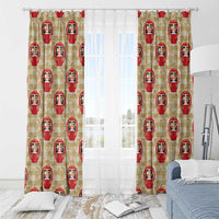Japanese Daruma Doll Window Curtain Palaka With Seamless Bamboo Pattern LT14 - Polynesian Pride