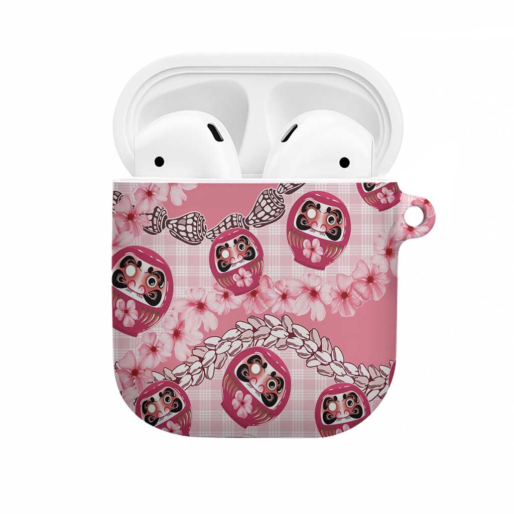 Japanese Daruma Doll Palaka AirPods Case Cherry Blossoms With Shell Lei - Polynesian Pride