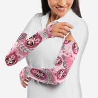 Japanese Daruma Doll Palaka Arm Sleeves Cherry Blossoms With Shell Lei - Polynesian Pride