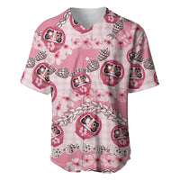 Japanese Daruma Doll Palaka Baseball Jersey Cherry Blossoms With Shell Lei - Polynesian Pride
