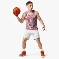 Japanese Daruma Doll Palaka Basketball Jersey Cherry Blossoms With Shell Lei LT14 - Polynesian Pride