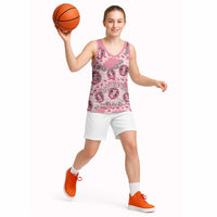 Japanese Daruma Doll Palaka Basketball Jersey Cherry Blossoms With Shell Lei LT14 - Polynesian Pride