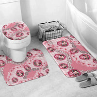 Japanese Daruma Doll Palaka Bathroom Set Cherry Blossoms With Shell Lei LT14 Mat Set Only (3 pcs) One Size Pink - Polynesian Pride