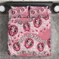 Japanese Daruma Doll Palaka Bedding Set Cherry Blossoms With Shell Lei - Polynesian Pride