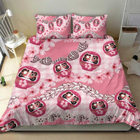 Japanese Daruma Doll Palaka Bedding Set Cherry Blossoms With Shell Lei - Polynesian Pride