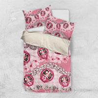 Japanese Daruma Doll Palaka Bedding Set Cherry Blossoms With Shell Lei - Polynesian Pride