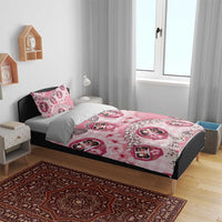 Japanese Daruma Doll Palaka Bedding Set Cherry Blossoms With Shell Lei - Polynesian Pride