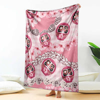 Japanese Daruma Doll Palaka Blanket Cherry Blossoms With Shell Lei - Polynesian Pride