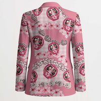 Japanese Daruma Doll Palaka Blazer Cherry Blossoms With Shell Lei LT14 - Polynesian Pride