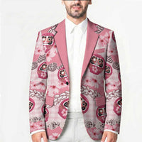 Japanese Daruma Doll Palaka Blazer Cherry Blossoms With Shell Lei LT14 - Polynesian Pride