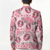 Japanese Daruma Doll Palaka Blazer Cherry Blossoms With Shell Lei LT14 - Polynesian Pride