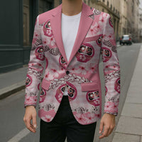 Japanese Daruma Doll Palaka Blazer Cherry Blossoms With Shell Lei LT14 - Polynesian Pride