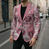Japanese Daruma Doll Palaka Blazer Cherry Blossoms With Shell Lei LT14 - Polynesian Pride