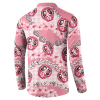 Japanese Daruma Doll Palaka Button Sweatshirt Cherry Blossoms With Shell Lei LT14 - Polynesian Pride