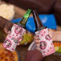 Japanese Daruma Doll Palaka 4 in 1 Can Cooler Tumbler Cherry Blossoms With Shell Lei - Polynesian Pride