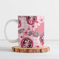 Japanese Daruma Doll Palaka Ceramic Mug Cherry Blossoms With Shell Lei LT14 Pink - Polynesian Pride