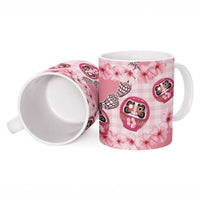 Japanese Daruma Doll Palaka Ceramic Mug Cherry Blossoms With Shell Lei LT14 - Polynesian Pride
