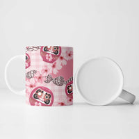 Japanese Daruma Doll Palaka Ceramic Mug Cherry Blossoms With Shell Lei LT14 - Polynesian Pride