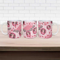 Japanese Daruma Doll Palaka Ceramic Mug Cherry Blossoms With Shell Lei LT14 - Polynesian Pride