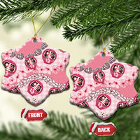 Japanese Daruma Doll Palaka Ceramic Ornament Cherry Blossoms With Shell Lei LT14 Snow Flake Pink - Polynesian Pride