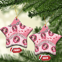 Japanese Daruma Doll Palaka Ceramic Ornament Cherry Blossoms With Shell Lei LT14 Star Pink - Polynesian Pride