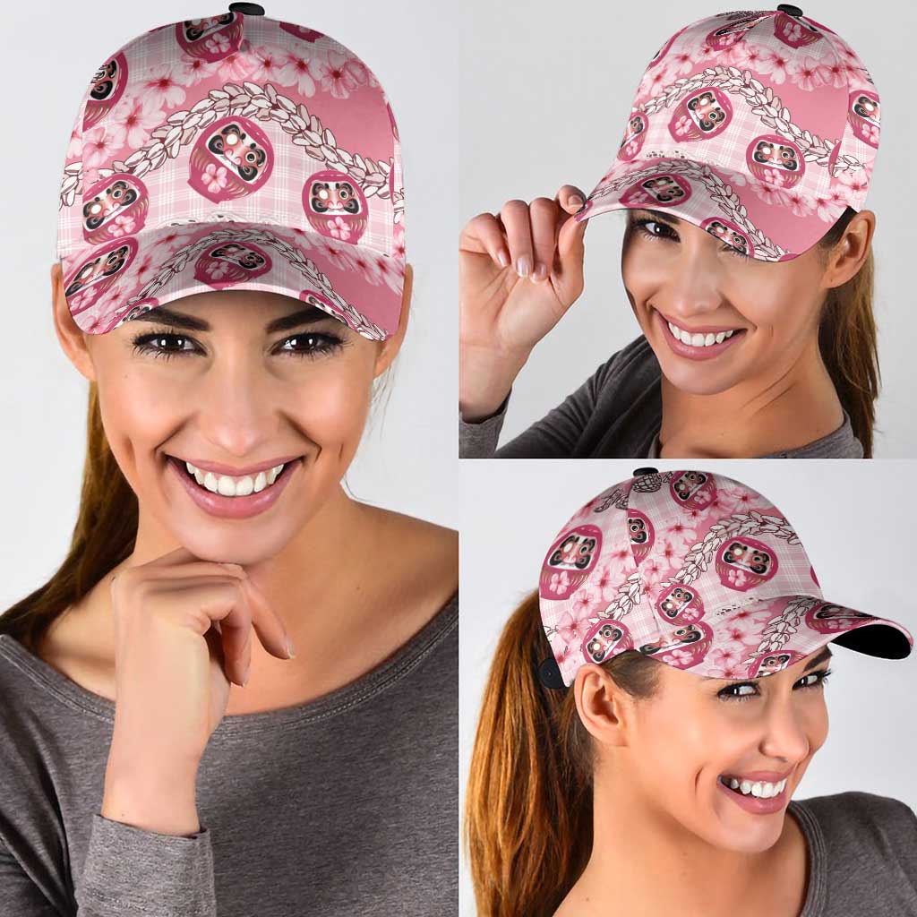Japanese Daruma Doll Palaka Classic Cap Cherry Blossoms With Shell Lei LT14 - Polynesian Pride