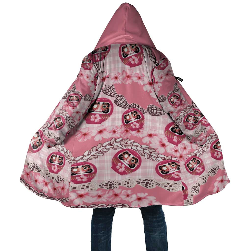 Japanese Daruma Doll Palaka Cloak Cherry Blossoms With Shell Lei - Polynesian Pride