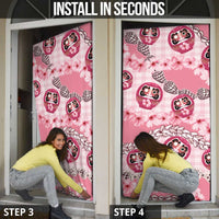 Japanese Daruma Doll Palaka Door Cover Cherry Blossoms With Shell Lei LT14 - Polynesian Pride