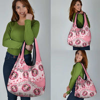 Japanese Daruma Doll Palaka Grocery Bag Cherry Blossoms With Shell Lei - Polynesian Pride