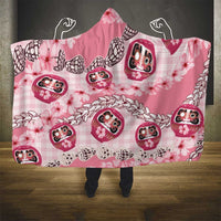Japanese Daruma Doll Palaka Hooded Blanket Cherry Blossoms With Shell Lei LT14 - Polynesian Pride