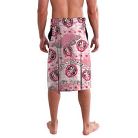 Japanese Daruma Doll Palaka Lavalava Cherry Blossoms With Shell Lei LT14 - Polynesian Pride