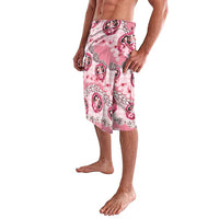 Japanese Daruma Doll Palaka Lavalava Cherry Blossoms With Shell Lei LT14 - Polynesian Pride