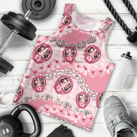 Japanese Daruma Doll Palaka Men Tank Top Cherry Blossoms With Shell Lei LT14 - Polynesian Pride
