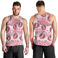 Japanese Daruma Doll Palaka Men Tank Top Cherry Blossoms With Shell Lei LT14 - Polynesian Pride