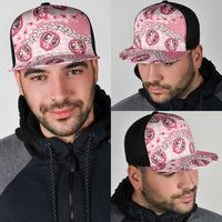 Japanese Daruma Doll Palaka Mesh Trucker Cap Cherry Blossoms With Shell Lei LT14 - Polynesian Pride