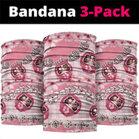 Japanese Daruma Doll Palaka Neck Gaiter Cherry Blossoms With Shell Lei LT14 package One Size: 25*50cm Pink - Polynesian Pride