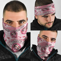 Japanese Daruma Doll Palaka Neck Gaiter Cherry Blossoms With Shell Lei LT14 - Polynesian Pride
