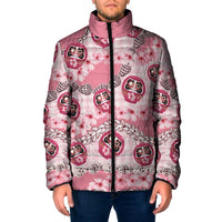 Japanese Daruma Doll Palaka Padded Jacket Cherry Blossoms With Shell Lei LT14 Men Pink - Polynesian Pride