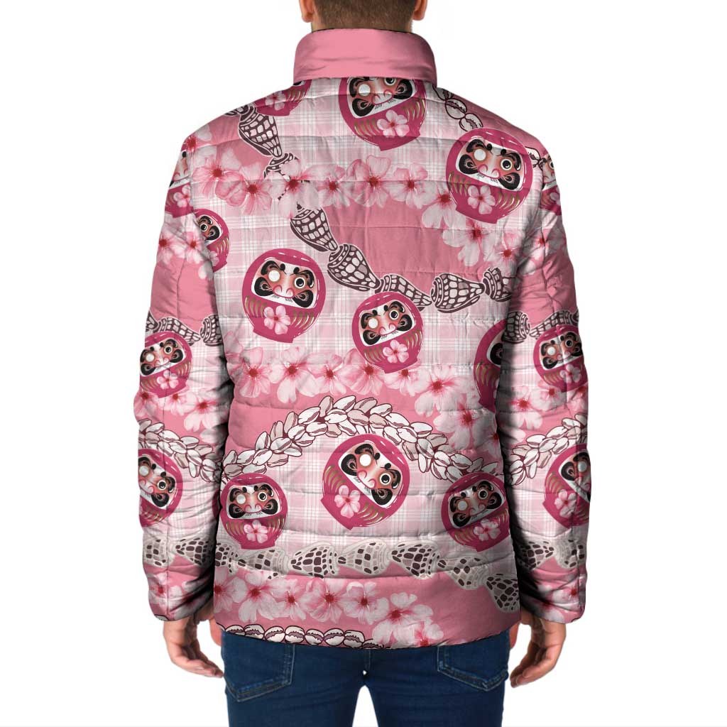 Japanese Daruma Doll Palaka Padded Jacket Cherry Blossoms With Shell Lei LT14 - Polynesian Pride