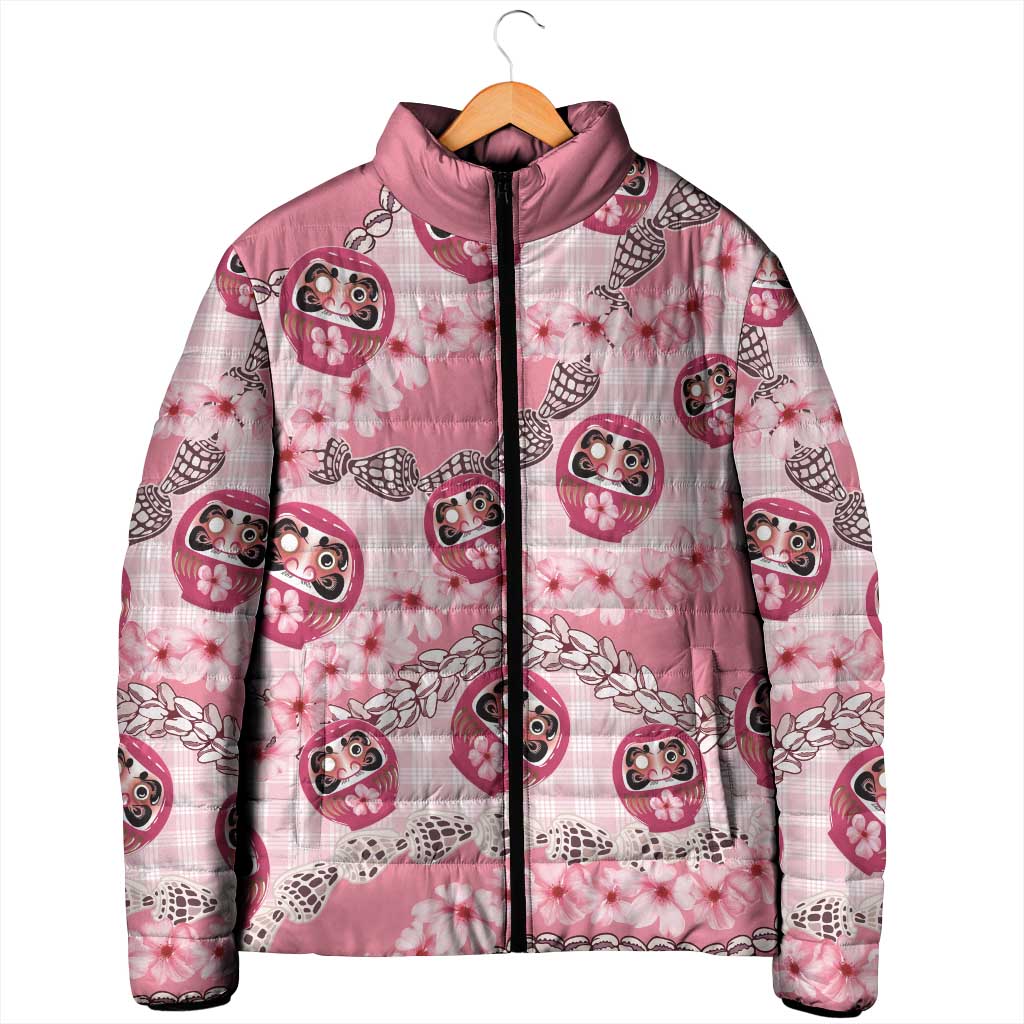 Japanese Daruma Doll Palaka Padded Jacket Cherry Blossoms With Shell Lei LT14 - Polynesian Pride